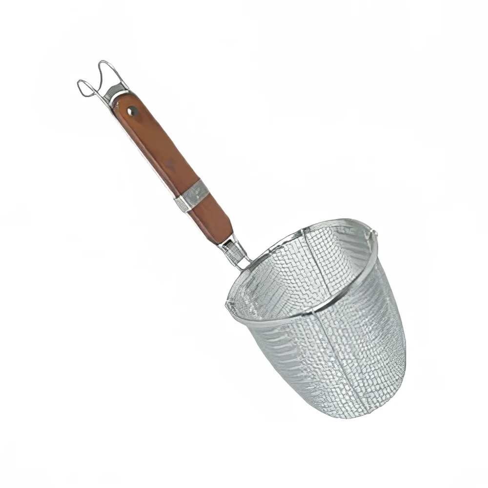 Thunder Group SLNS001 5 1/2" Mesh Noodle Skimmer - Flat Wood Handle, Stainless Steel