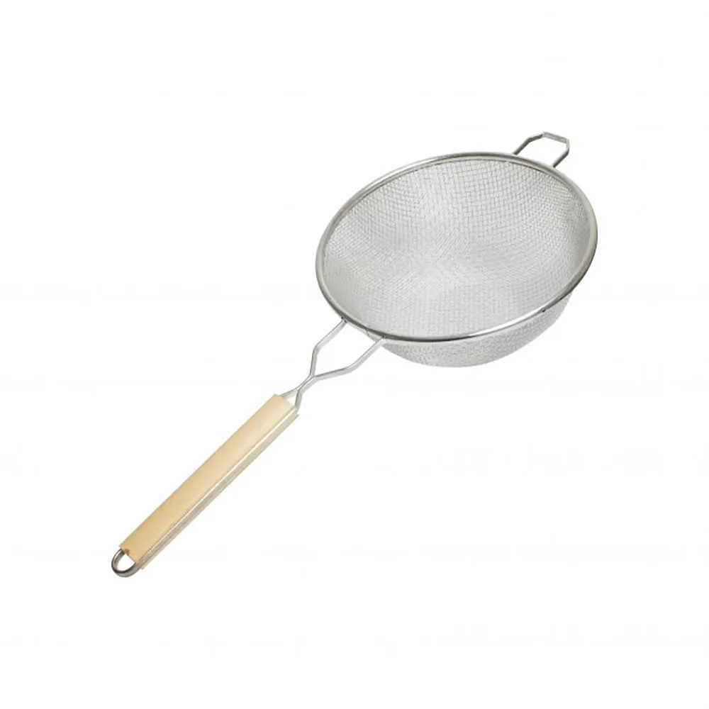 Thunder Group SLSTN5210 10" Strainer w/ Double Fine Mesh & Wooden Handle, Stainless Steel