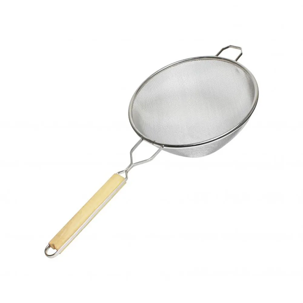 Thunder Group SLSTN5310 10" Strainer w/ Single Medium Mesh & Wooden Handle, Stainless Steel