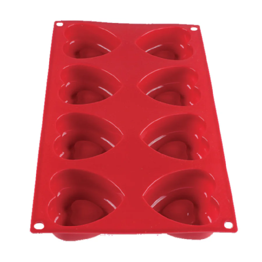 Thunder Group PLBM008S Red Silicone 8 Compartment Heart Mold