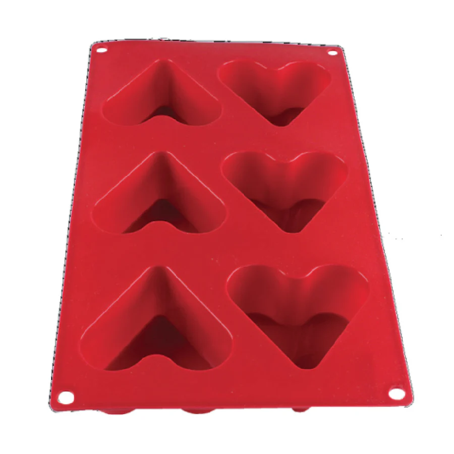 Thunder Group PLBM002S Red Silicone 6 Compartment Heart Mold