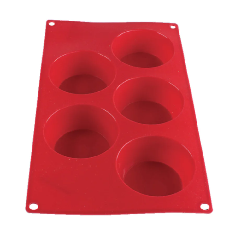 Thunder Group PLBM003S Red Silicone 5 Compartment 4.57 oz. Muffin Mold