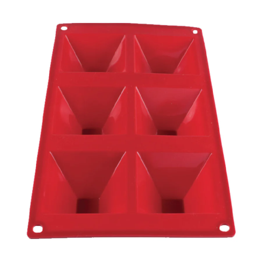 Thunder Group PLBM009S Red Silicone 6 Compartment Pyramid Mold