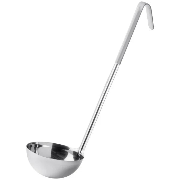 Choice 407CHL12 12 oz. One-Piece Stainless Steel Ladle with Gray Coated Handle
