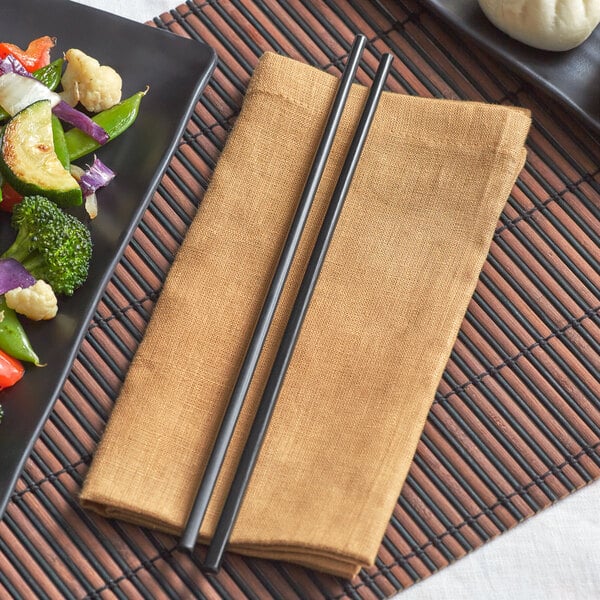 Emperor's Select 10 3/4" Black Melamine Chopsticks Set - 10/Pack
