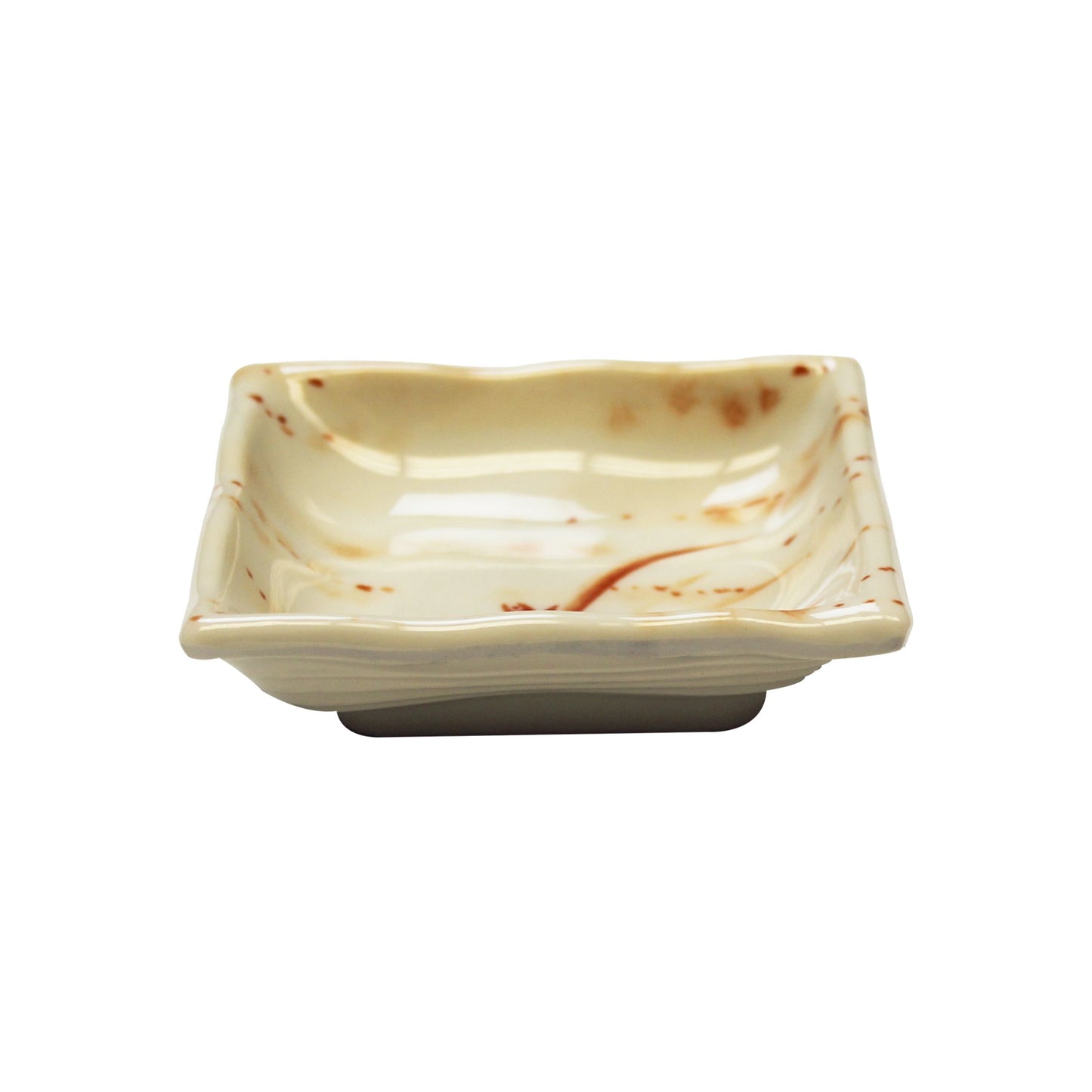 Thunder Group 2404 Gold Orchid 3 oz. Square Melamine Wave Sauce Dish - 12/Pack