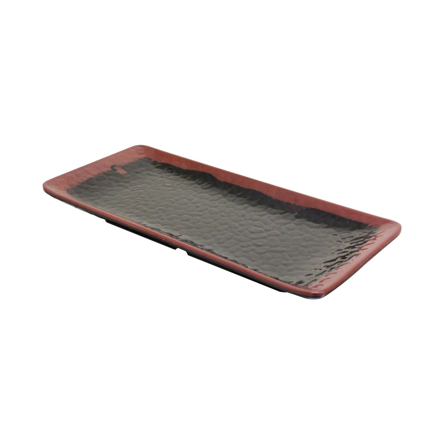 Thunder Group 2411TM Tenmoku Black 11 1/4" x 5" Rectangular Melamine Plate - 12/Pack