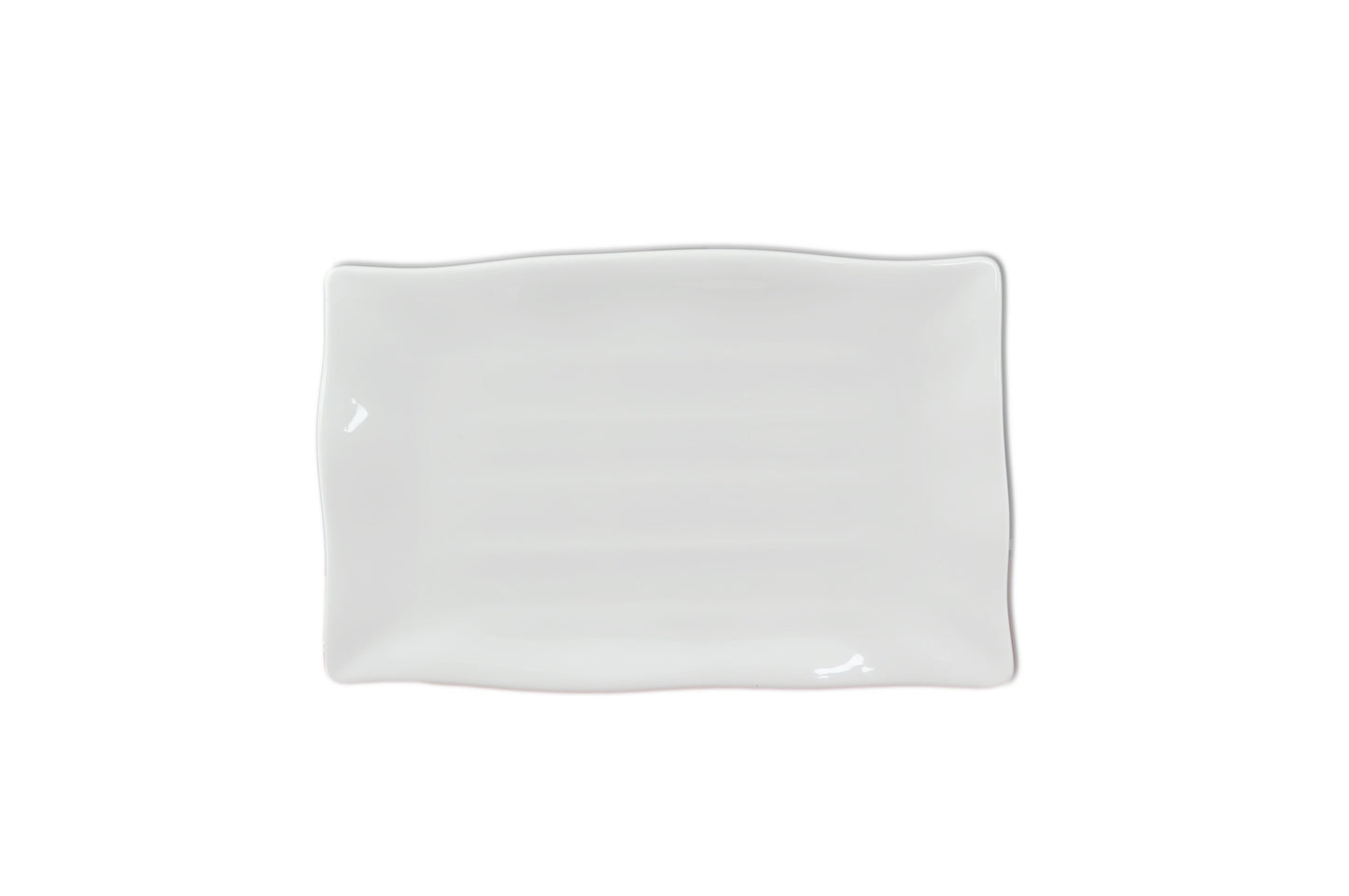 Thunder Group 24120WT Classic White 11 1/4" x 7 1/4" Rectangular Melamine Wave Plate - 12/Pack