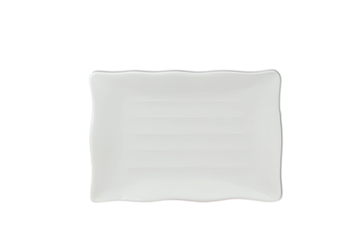 Thunder Group 24140WT Classic White 13 1/2" x 9 1/8" Rectangular Melamine Wave Plate - 12/Pack