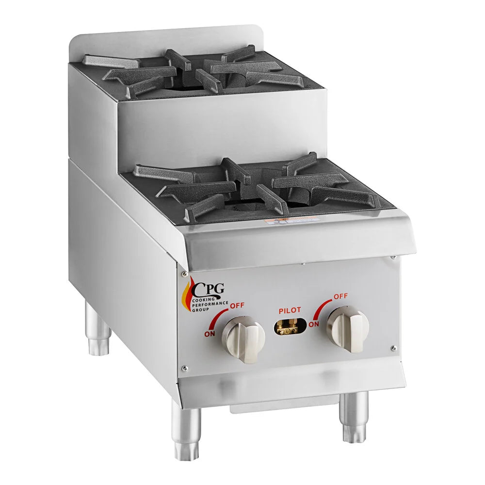 CPG SR-CPG-12-NL 12" Step-Up Countertop Range / Hot Plate with 2 High Output Burners - 60,000 BTU