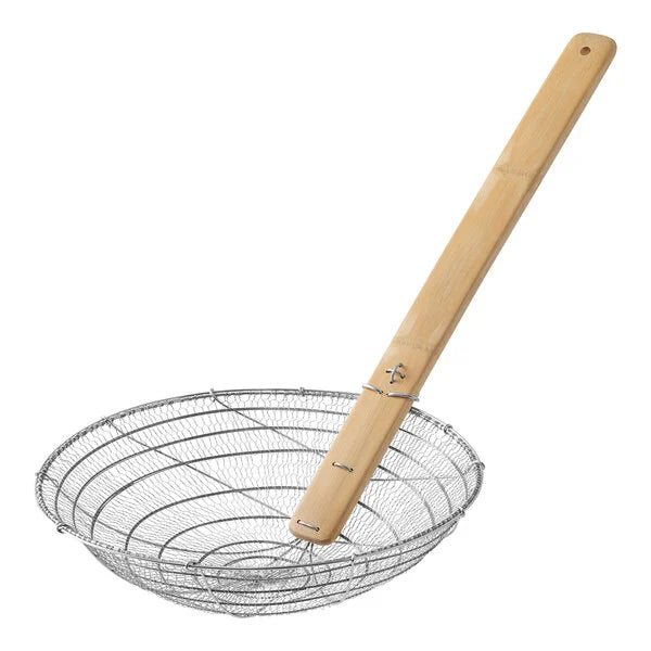 Skimmer - 14" Stainless Steel Fine Mesh Skimmer with Bamboo Handle