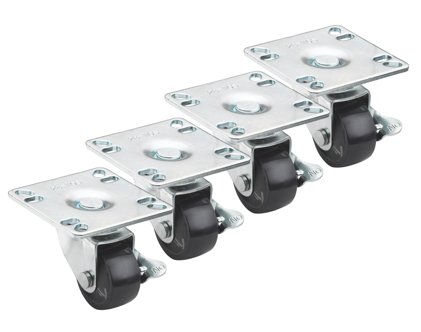 Krowne 28-110S Low Profile Caster Set w/ 2" Locking Wheels, 3 1/2 x 3 1/2"