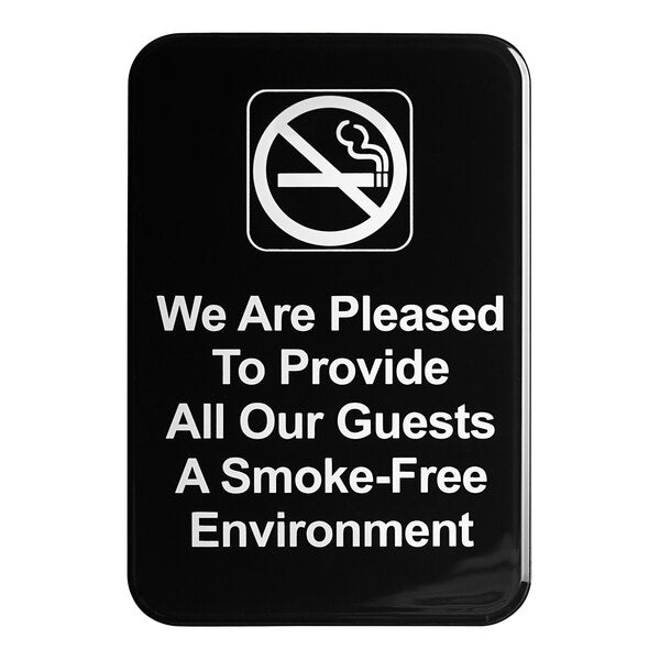 Thunder Group 208s691bk We Are Pleased To Provide All Our Guests A Smoke-Free Environment Sign - Black and White, 9" x 6"