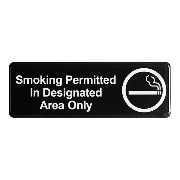 Thunder Group 208s3927bk Smoking Permitted In Designated Areas Only Sign - Black and White, 9" x 3"