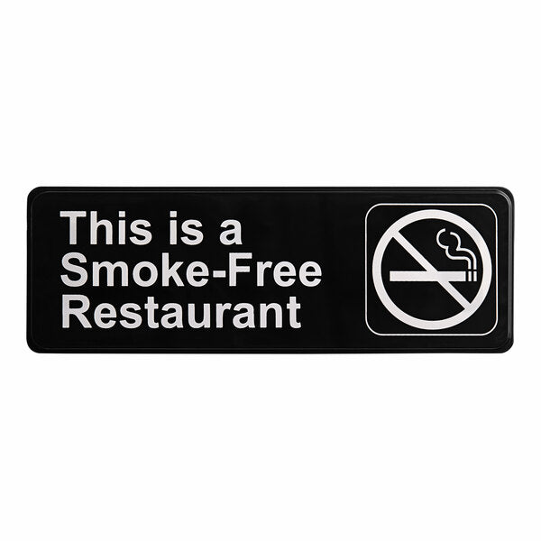 Thunder Group 208s3920bk This Is A Smoke-Free Restaurant Sign - Black and White, 9" x 3"