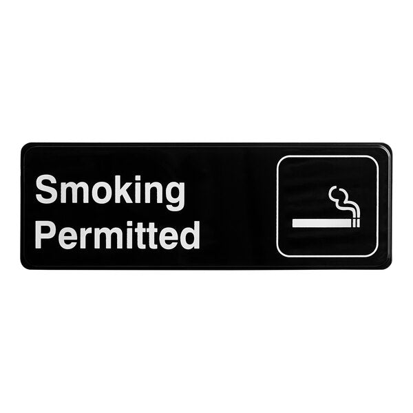 Thunder Group 2084514 Smoking Permitted Sign - Black and White, 9" x 3"