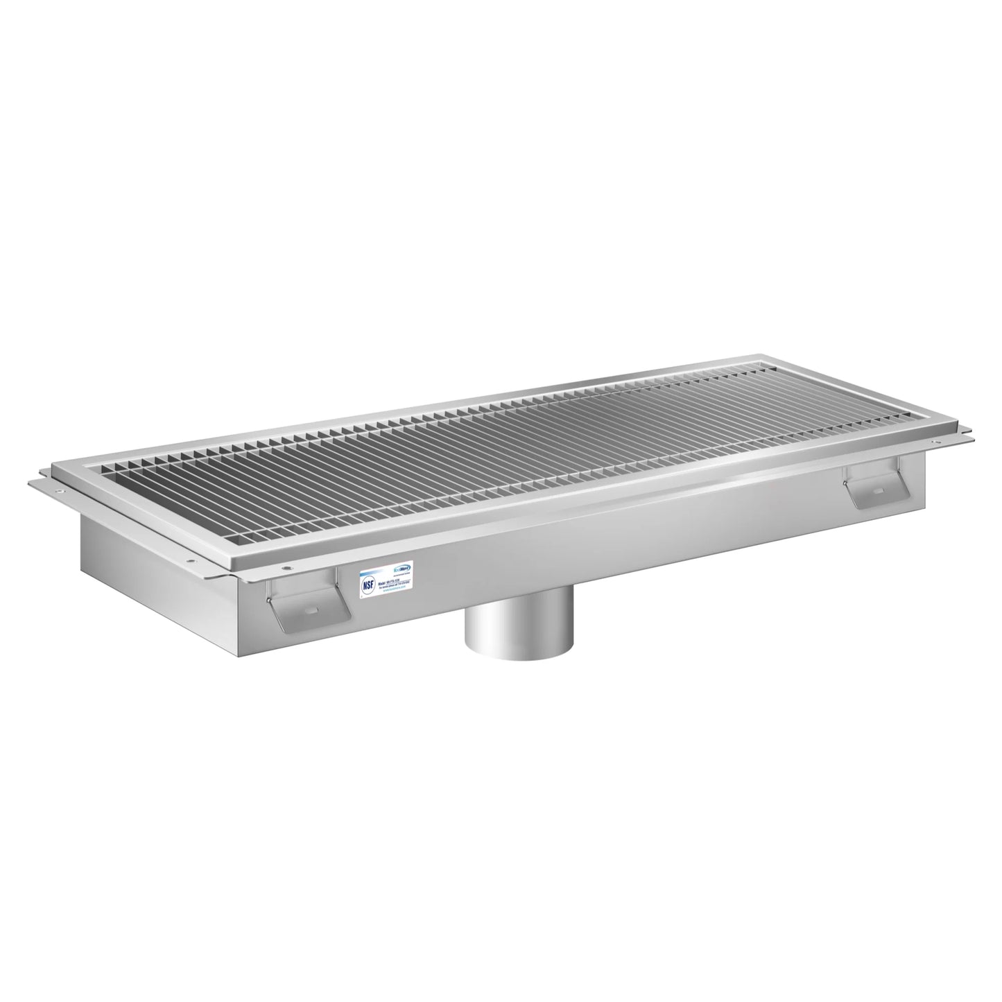Koolmore KM-FTG-1230 12" x 30" 14-Gauge Stainless Steel Floor Trough with Grate Removable Drain Basket NSF