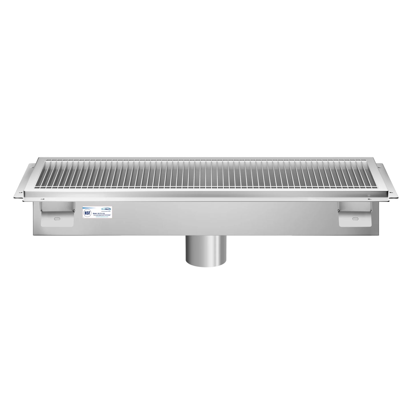 Koolmore KM-FTG-1230 12" x 30" 14-Gauge Stainless Steel Floor Trough with Grate Removable Drain Basket NSF