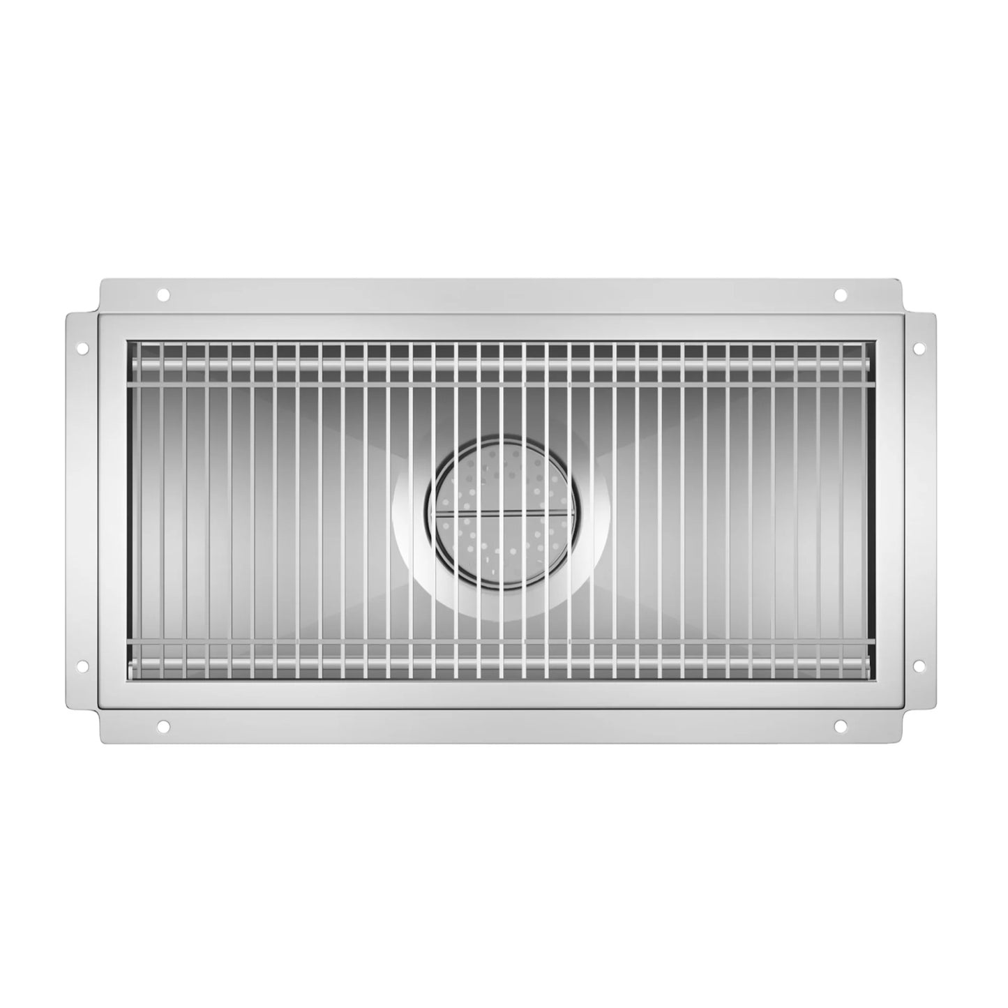 Koolmore KM-FTG-1224 12" x 24" 14-Gauge Stainless Steel Floor Trough with Grate Removable Drain Basket NSF