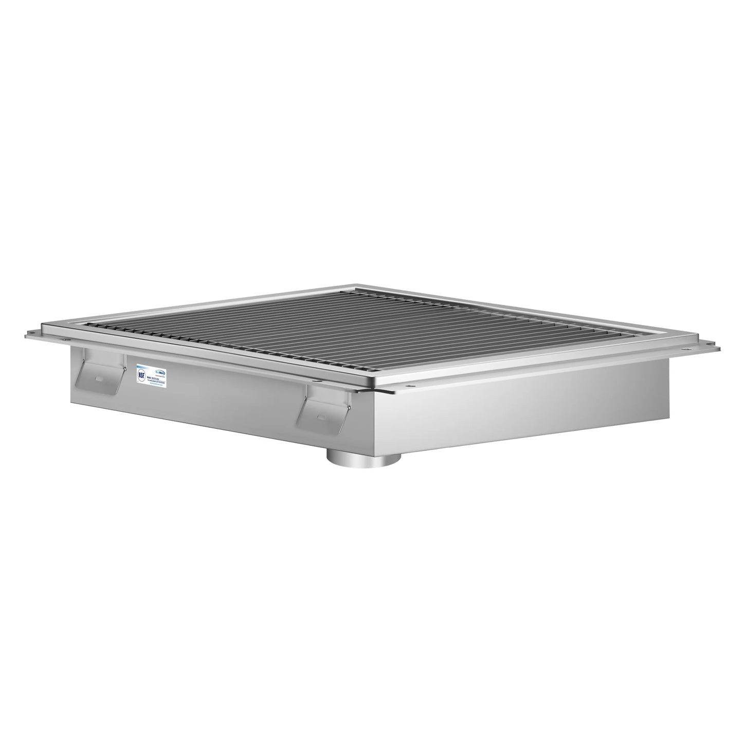 Koolmore KM-FTG-2424 24" x 24" 14-Gauge Stainless Steel Floor Trough with Grate Removable Drain Basket NSF