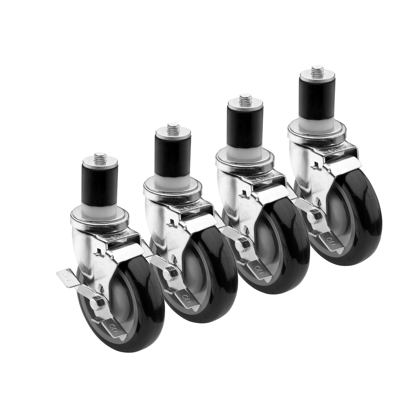Krowne 28-125S Stem Caster Set for 1 5/8" Tubing w/ 3" Wheel