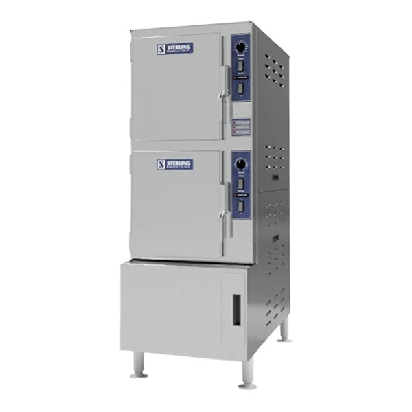Sterling Manufacturing Convection Floor Steamer E6-32-ES240-CS 6-Pan Stainless Steel Electric with Boiler Base - 240V, 3 Phase, 32 kW