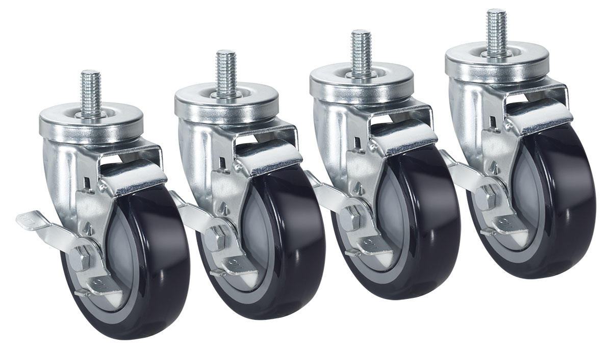 Krowne 28-144S 4 Piece Refrigerator Stem Caster Set w/ 4" Wheels
