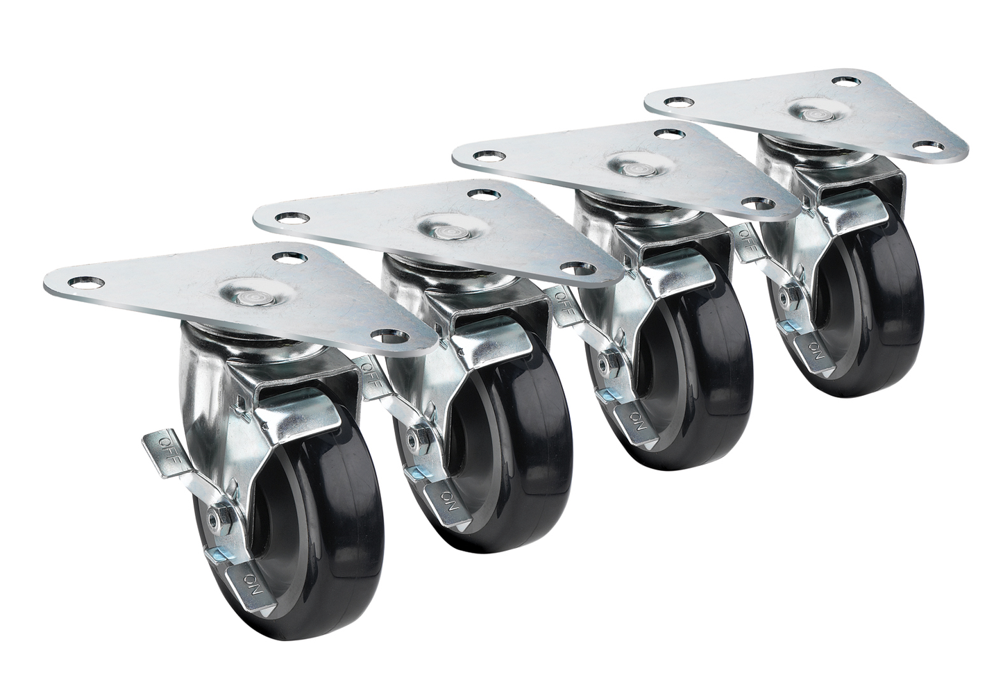 Krowne 28-161S Large Universal Triangle Plate Caster Set w/ 5" Wheels