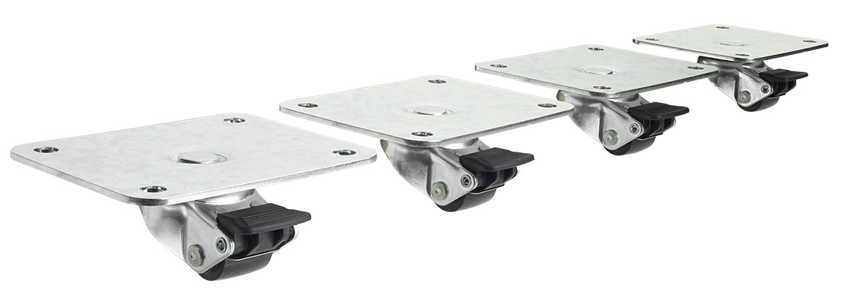 Krowne 28-168S 4 Piece Refrigerator Plate Caster Set w/ 1" Wheels, 4" x 5"
