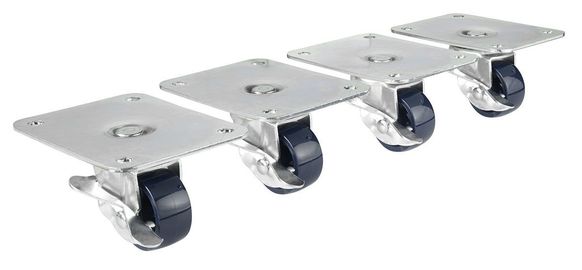 Krowne 28-169S 4 Piece Refrigerator Plate Caster Set w/ 2" Wheels, 4" x 5"