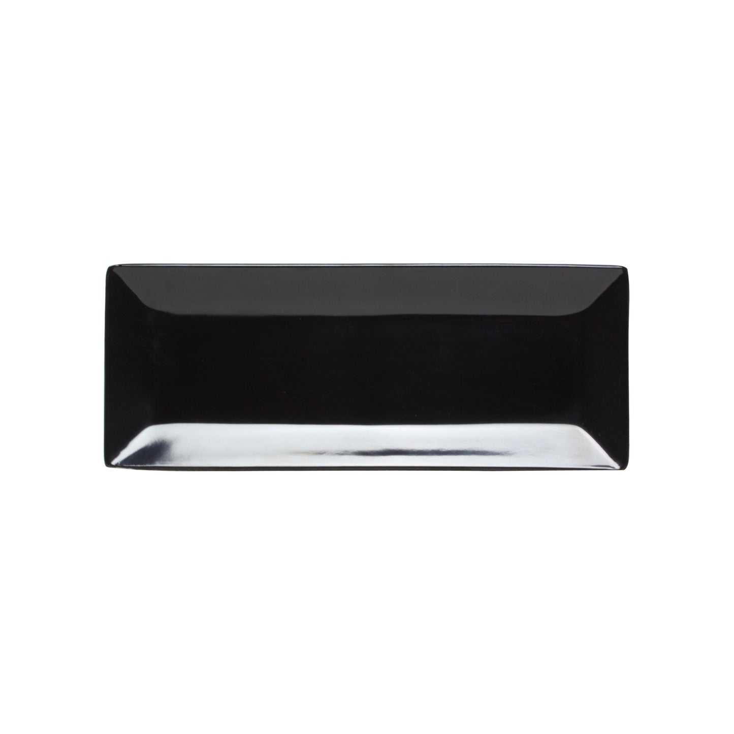 Thunder Group 29110BK Classic Black 10 1/4" x 4" Rectangular Melamine Plate - 12/Pack