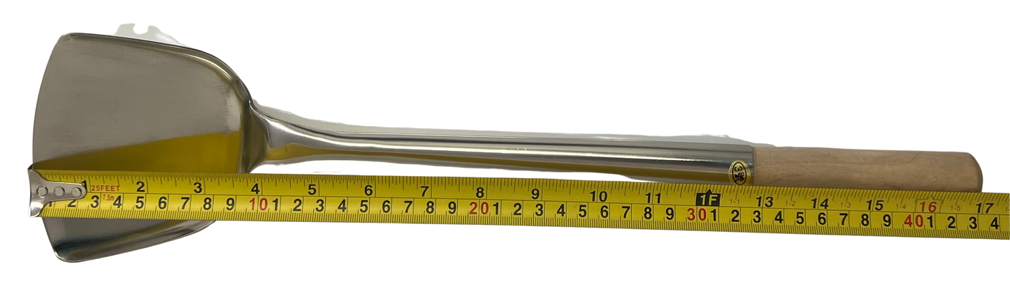 PO WAH Chinese Wok Shovel with Wooden Handle, Stainless Steel