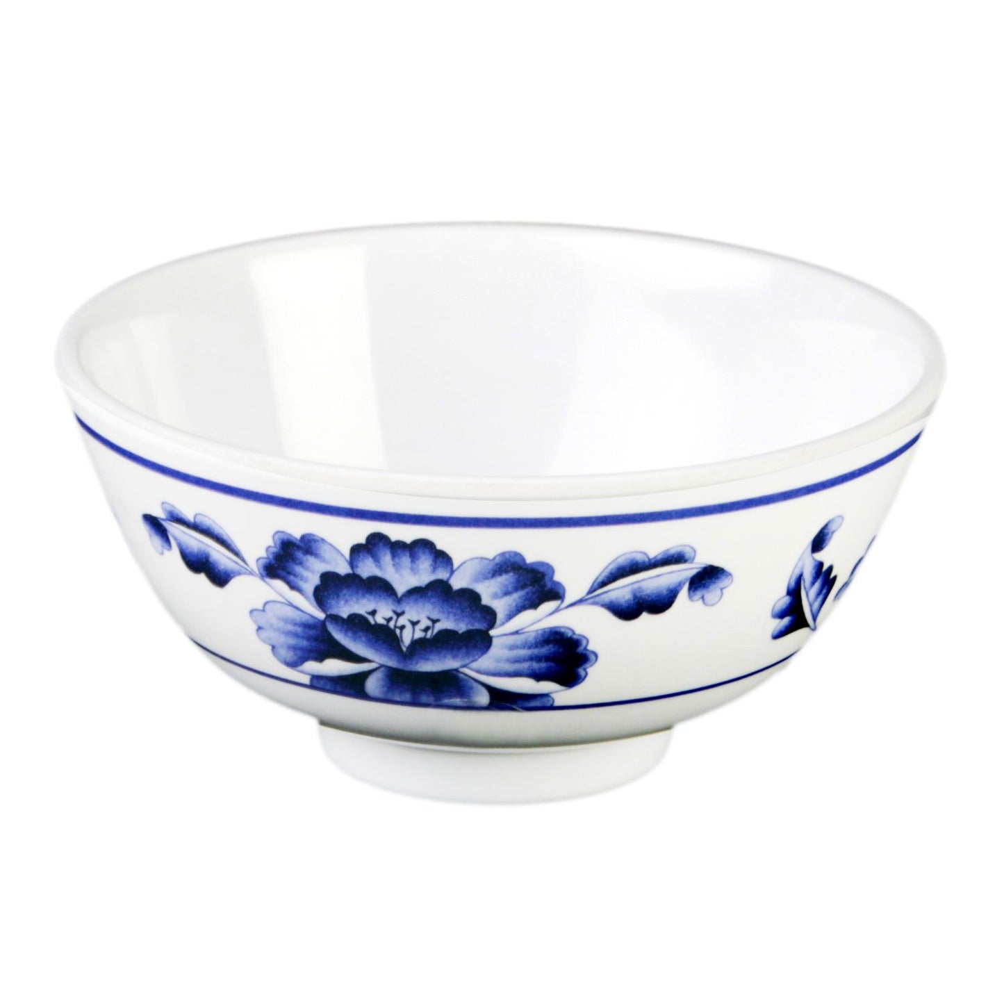 Thunder Group 3004TB 12 oz Lotus Rice Bowl - Melamine, White/Blue