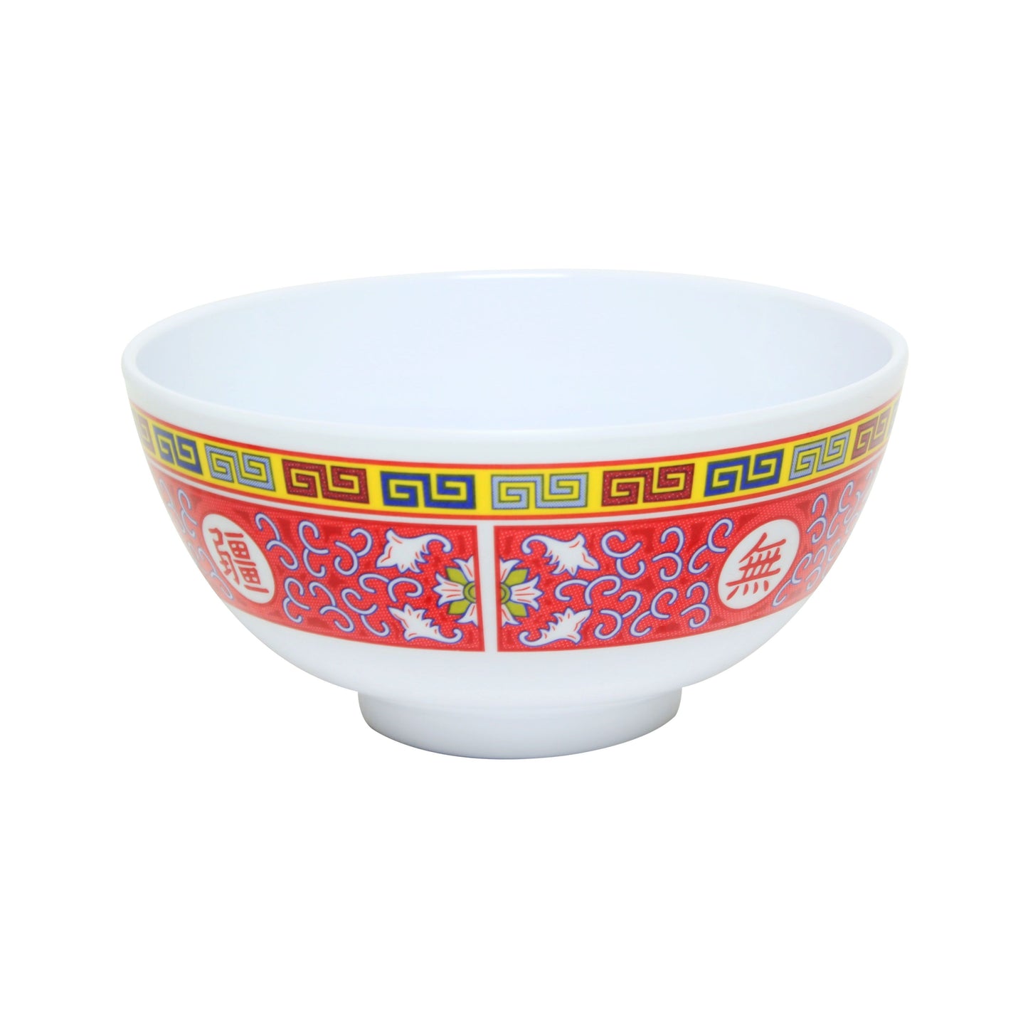Thunder Group 3004TR 12 oz Longevity Rice Bowl - Melamine, Red/White