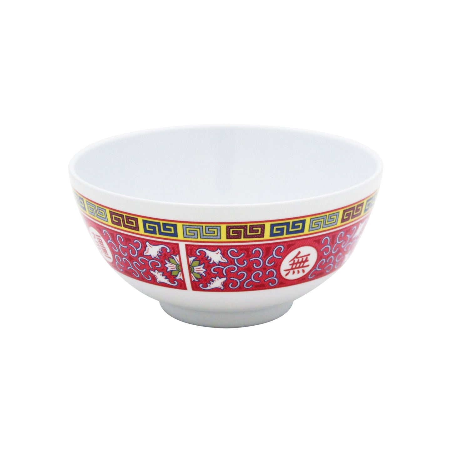 Thunder Group 3006TR 9 oz Longevity Rice Bowl - Melamine, Red/White