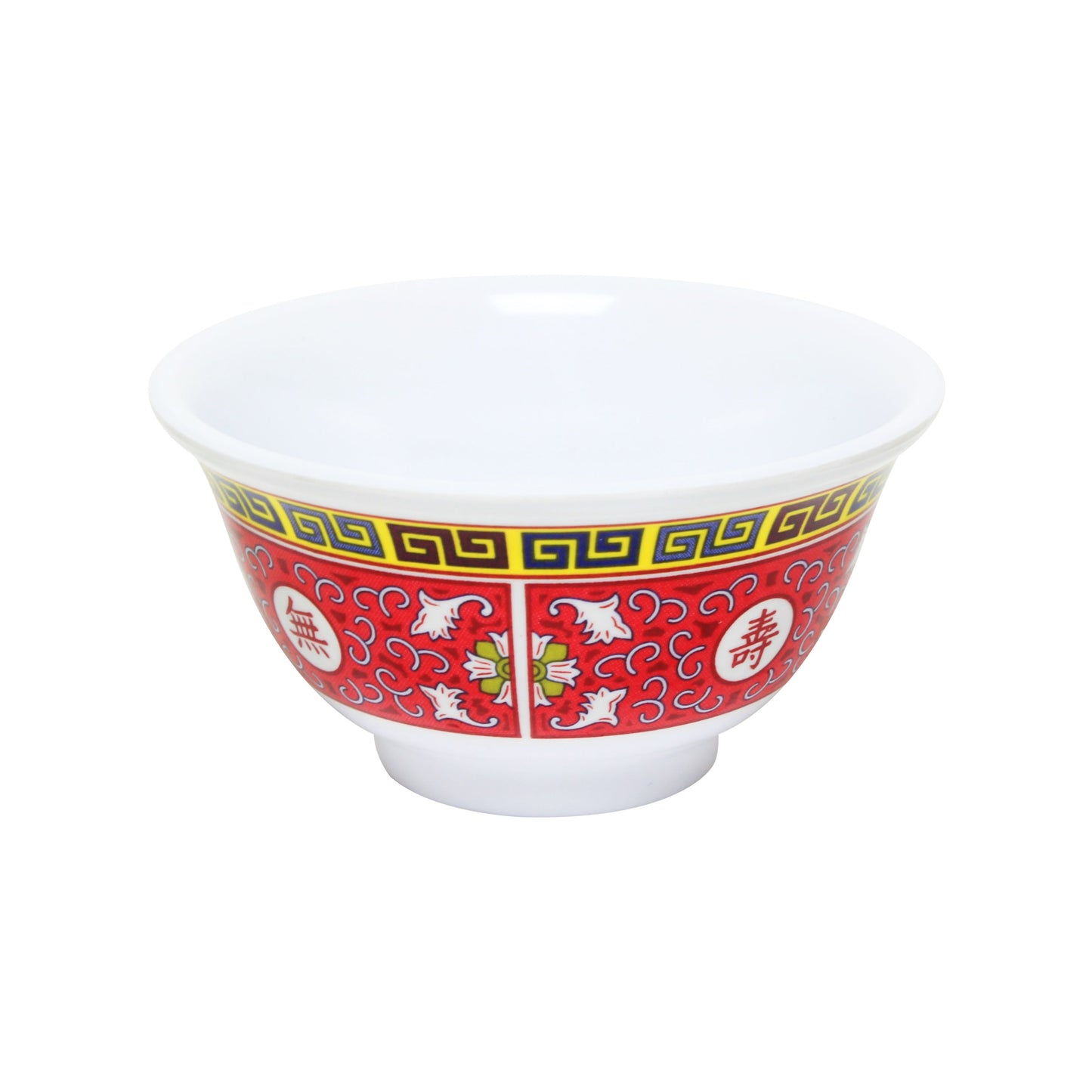 Thunder Group 3008TR 6 oz Longevity Rice Bowl - Melamine, Red/White