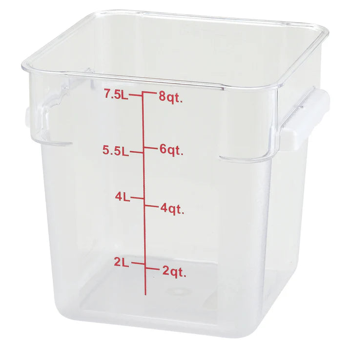 Winco PCSC-8C Clear Square Food Storage Container Polycarbonate 8QT NSF
