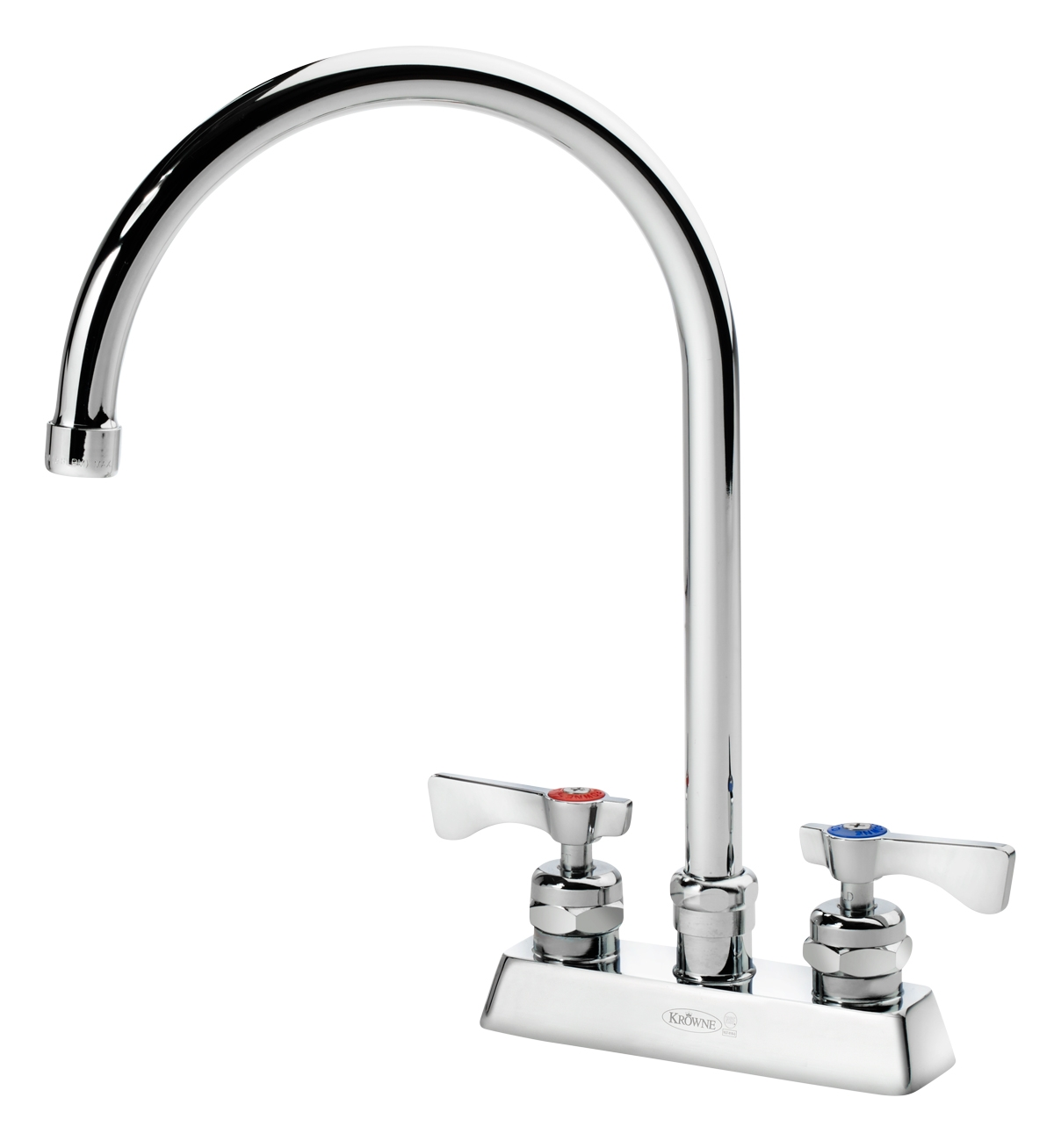 Krowne 15-302L Deck Mount Faucet - 8 1/2" Gooseneck Spout, 4" Centers