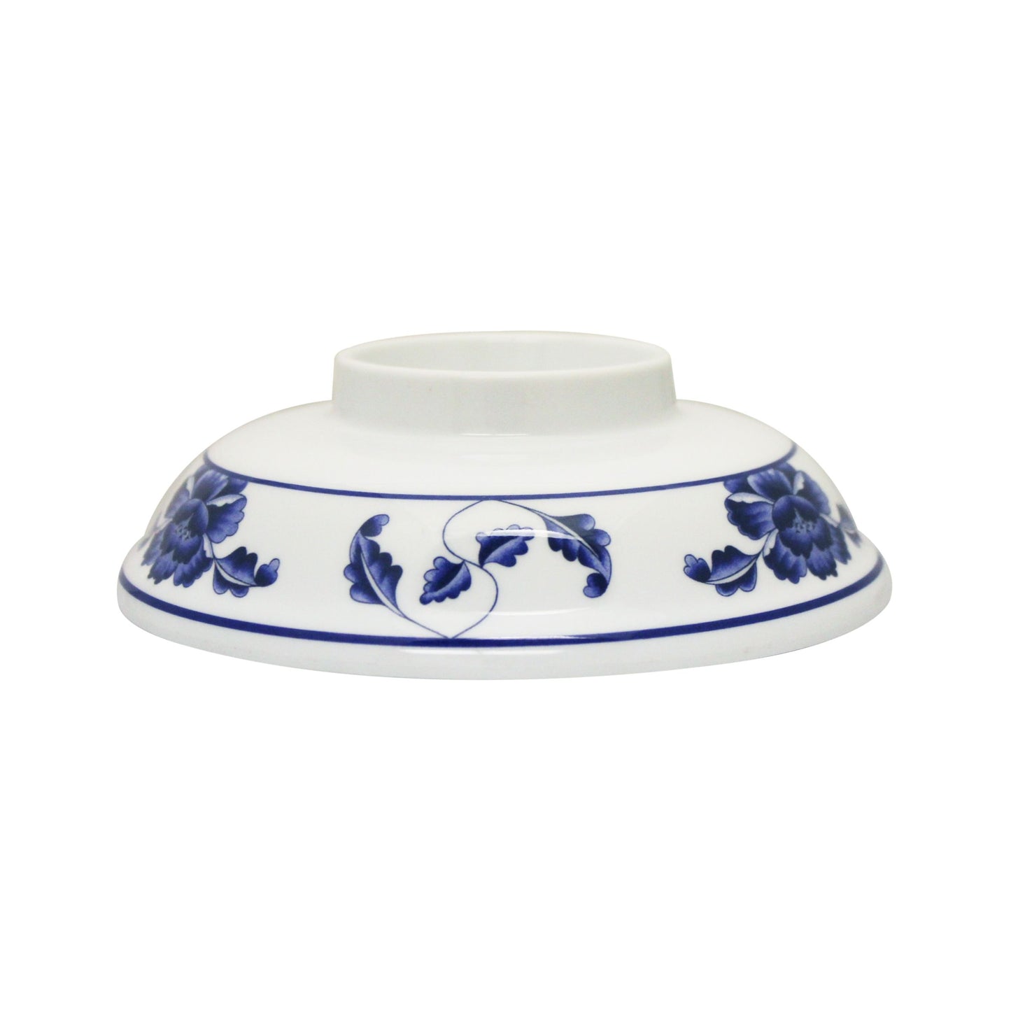 Thunder Group 3201CTB 5 1/4" Round Lotus Lid for Noodle Bowl - Melamine, White/Blue