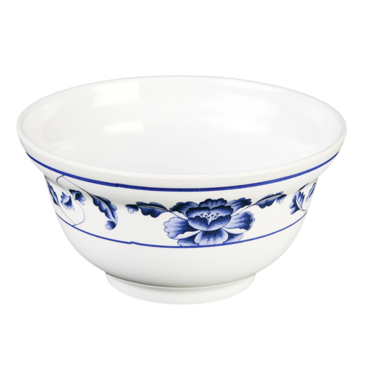 Thunder Group 3201TB 20 oz Round Lotus Noodle Bowl - Melamine, White/Blue