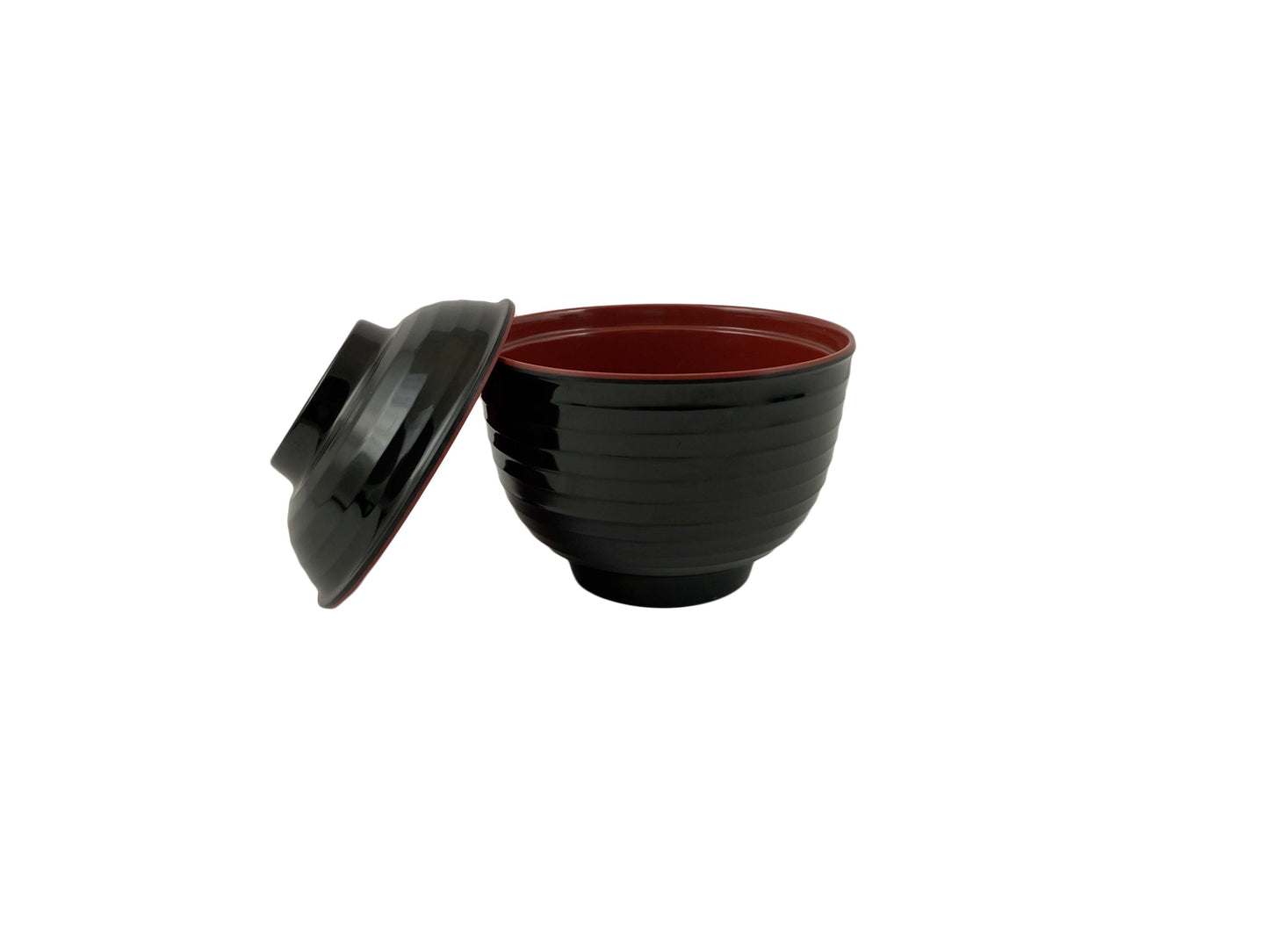 Thunder Group 3221JBR 8 oz. Two Tone Melamine Miso Bowl With Lid - 12/Pack