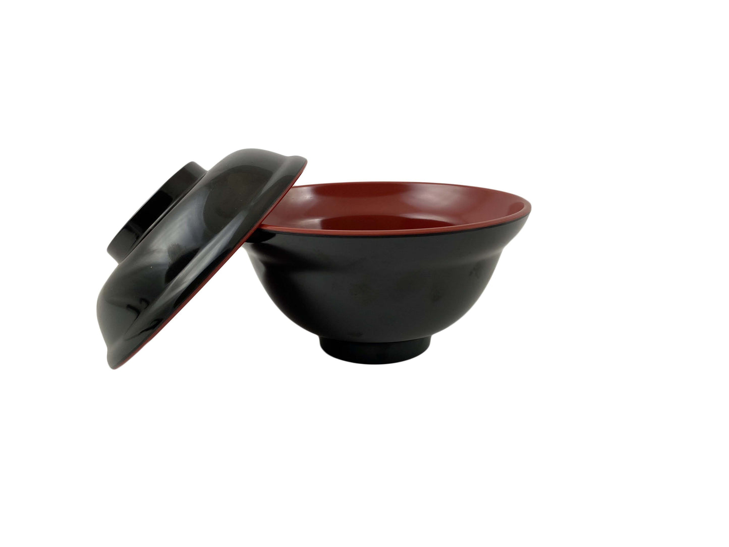 Thunder Group 3223JBR 16 oz. Two Tone Melamine Miso Bowl With Lid - 12/Pack