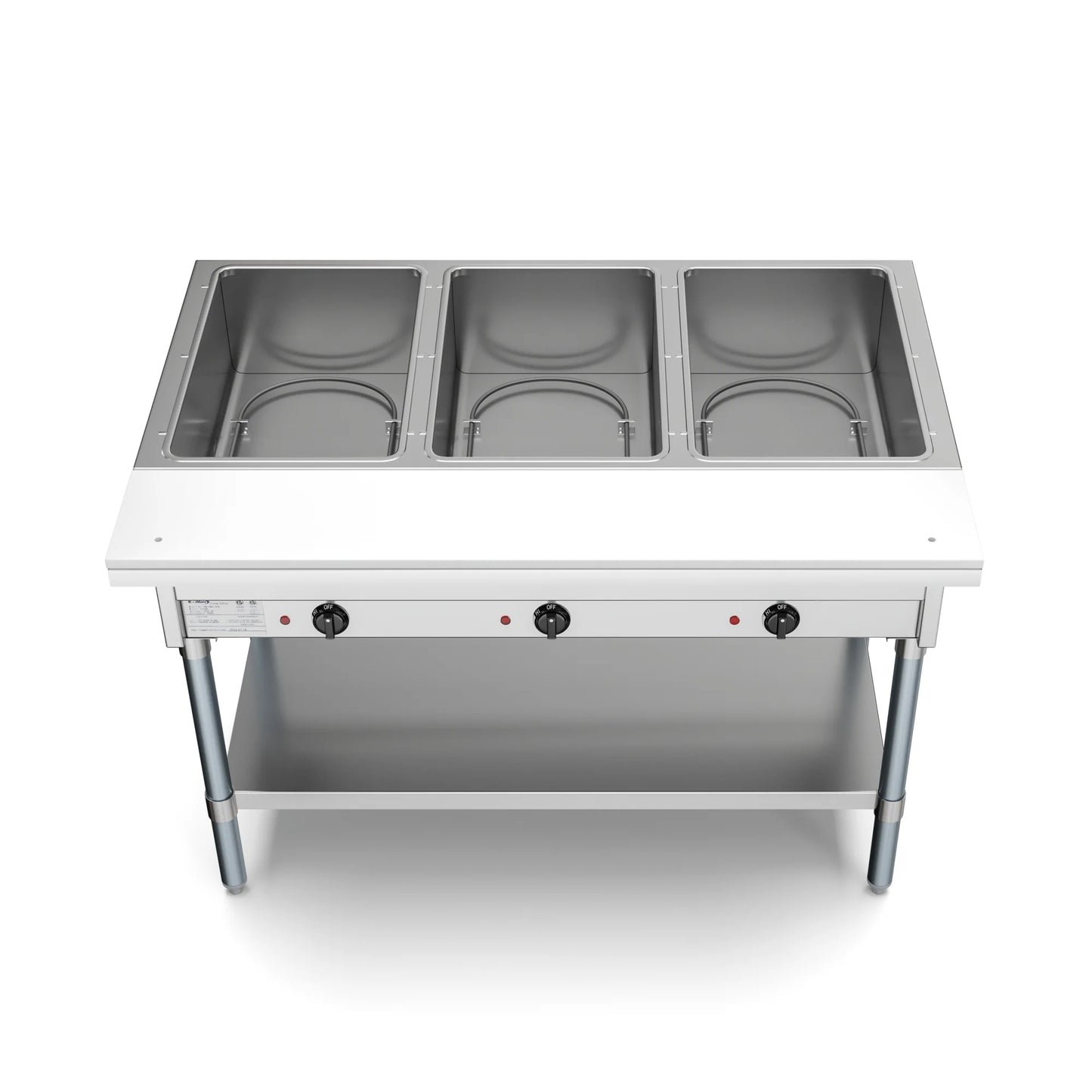 Koolmore KM-OWS-3 3-Pan Open Well Electric Steam Table With Undershelf, 120V