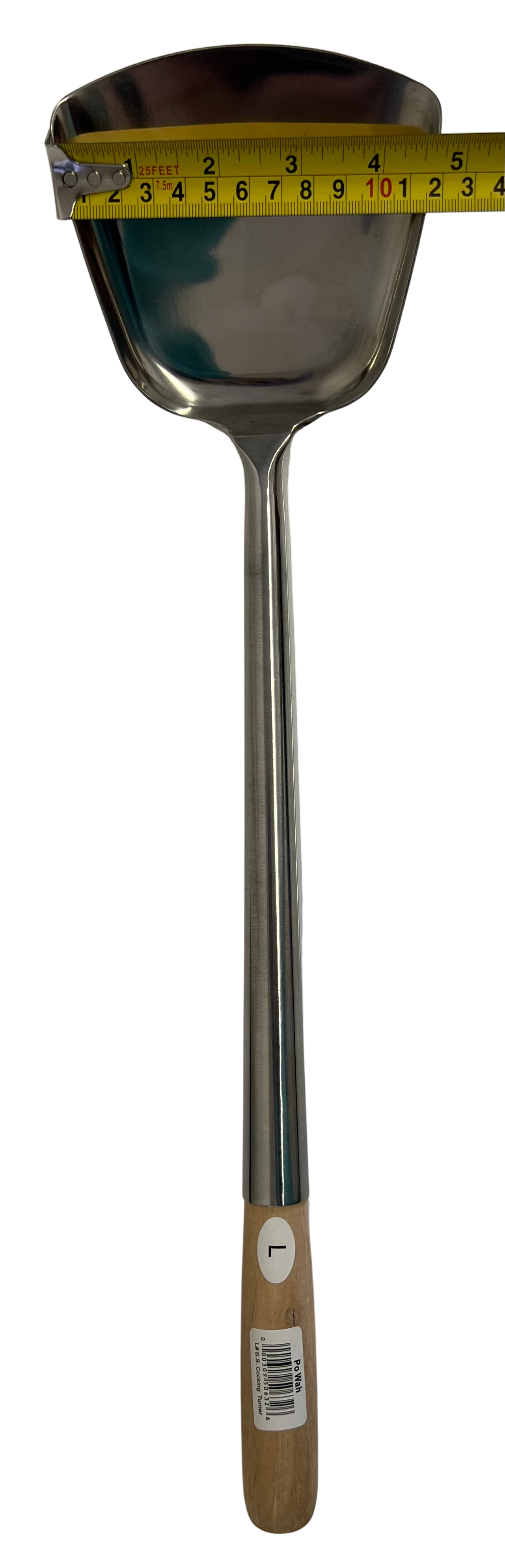 PO WAH Chinese Wok Shovel with Wooden Handle, Stainless Steel