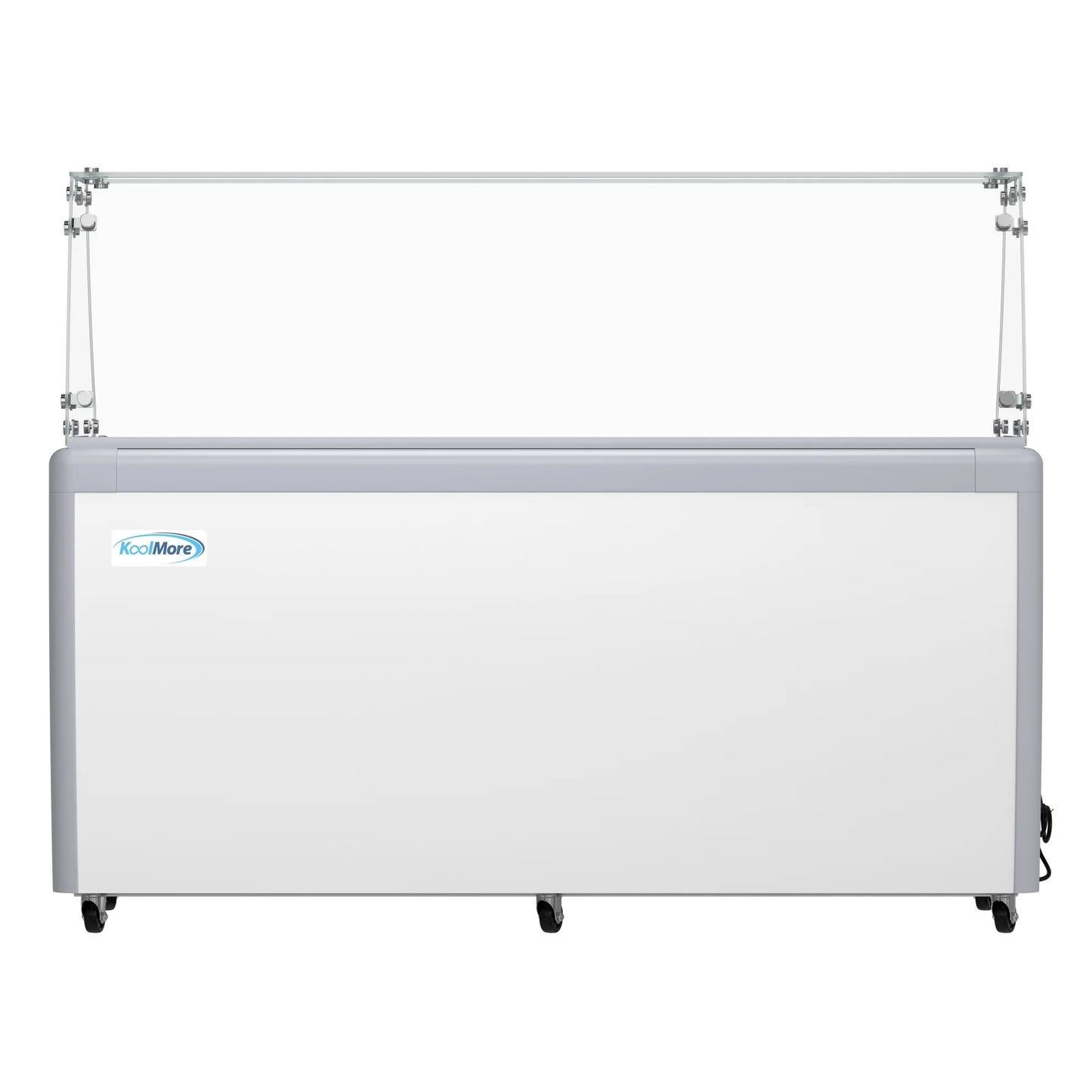 Koolmore KM-GDC-71SD-FG 70 In. Commercial 14-Pan Gelato Ice Cream Dipping Cabinet Display Freezer With Sliding Glass Door And Sneeze Guard- 20 Cu Ft.