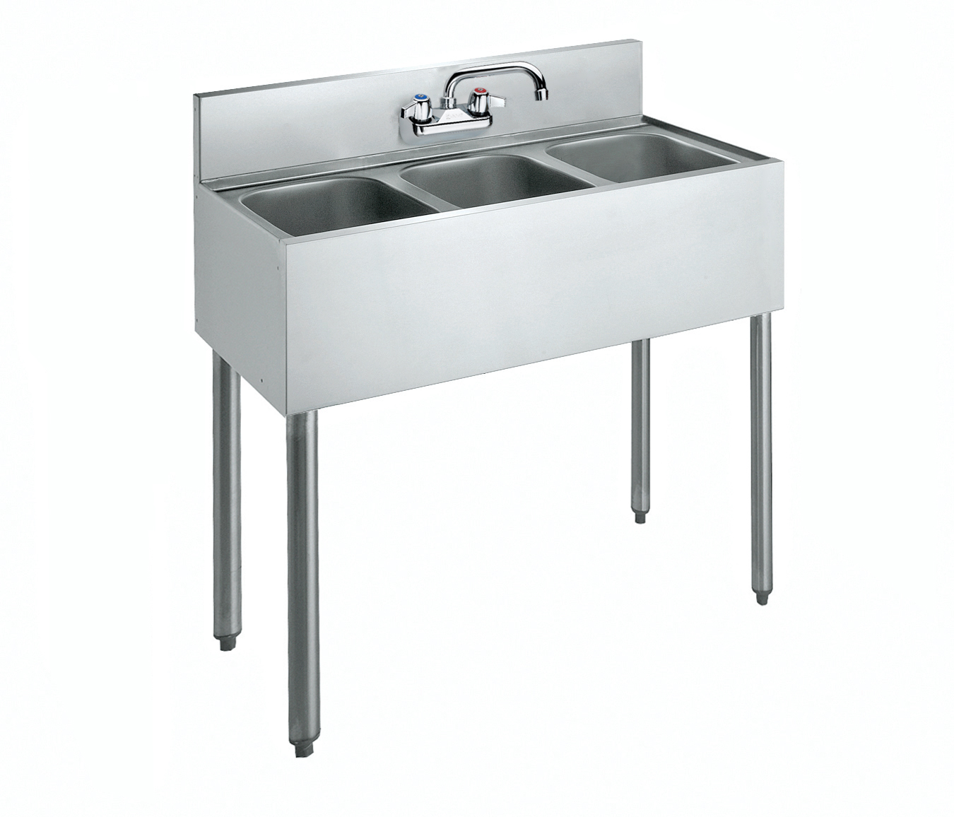 Krowne CS-1836 36" 3 Compartment Sink w/ 10"W x 14"L Bowl, 10" Deep