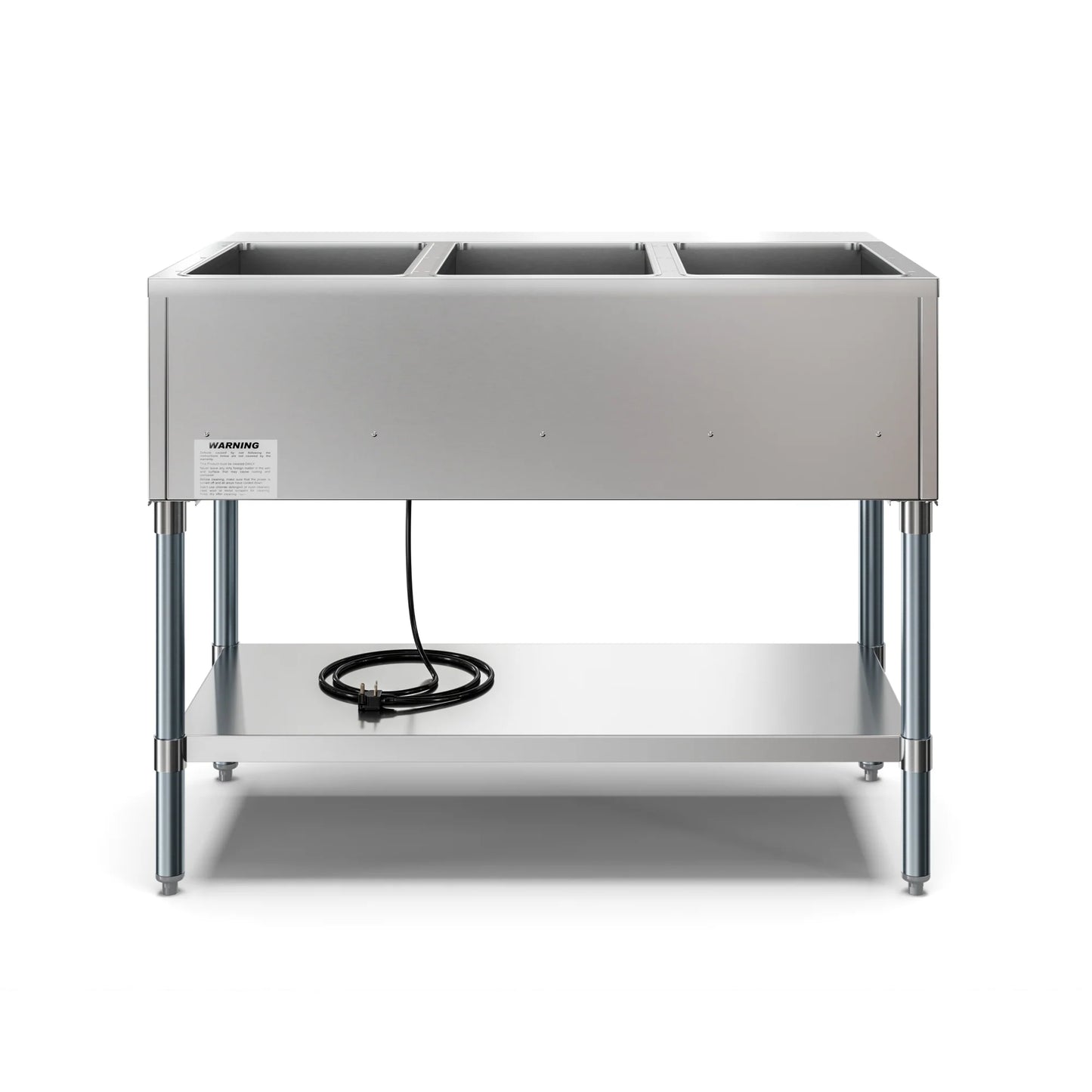 Koolmore KM-OWS-3 3-Pan Open Well Electric Steam Table With Undershelf, 120V