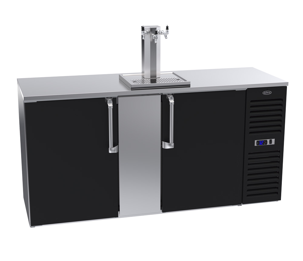 Krowne DB72R-BSS 72" Kegerator Beer Dispenser w/ (3) Keg Capacity - (1) Column, Black, 115v