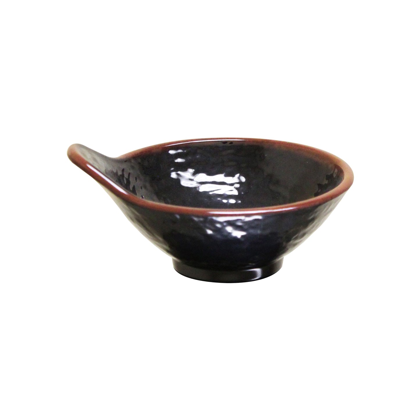 Thunder Group 3601TM Tenmoku Black 5 oz. Round Melamine Dip Bowl - 12/Case
