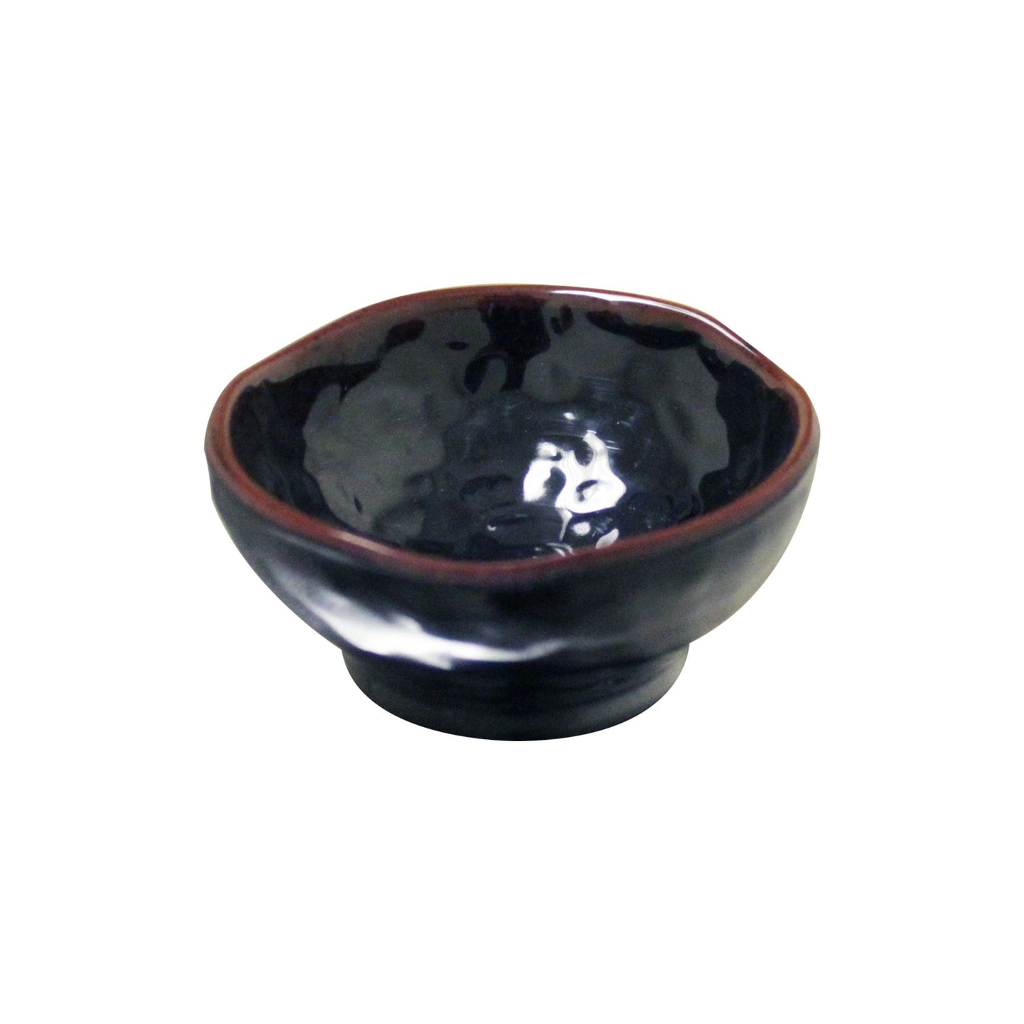 Thunder Group 3703TM Tenmoku Black 2 oz. Round Melamine Dish Saucer - 12/Case